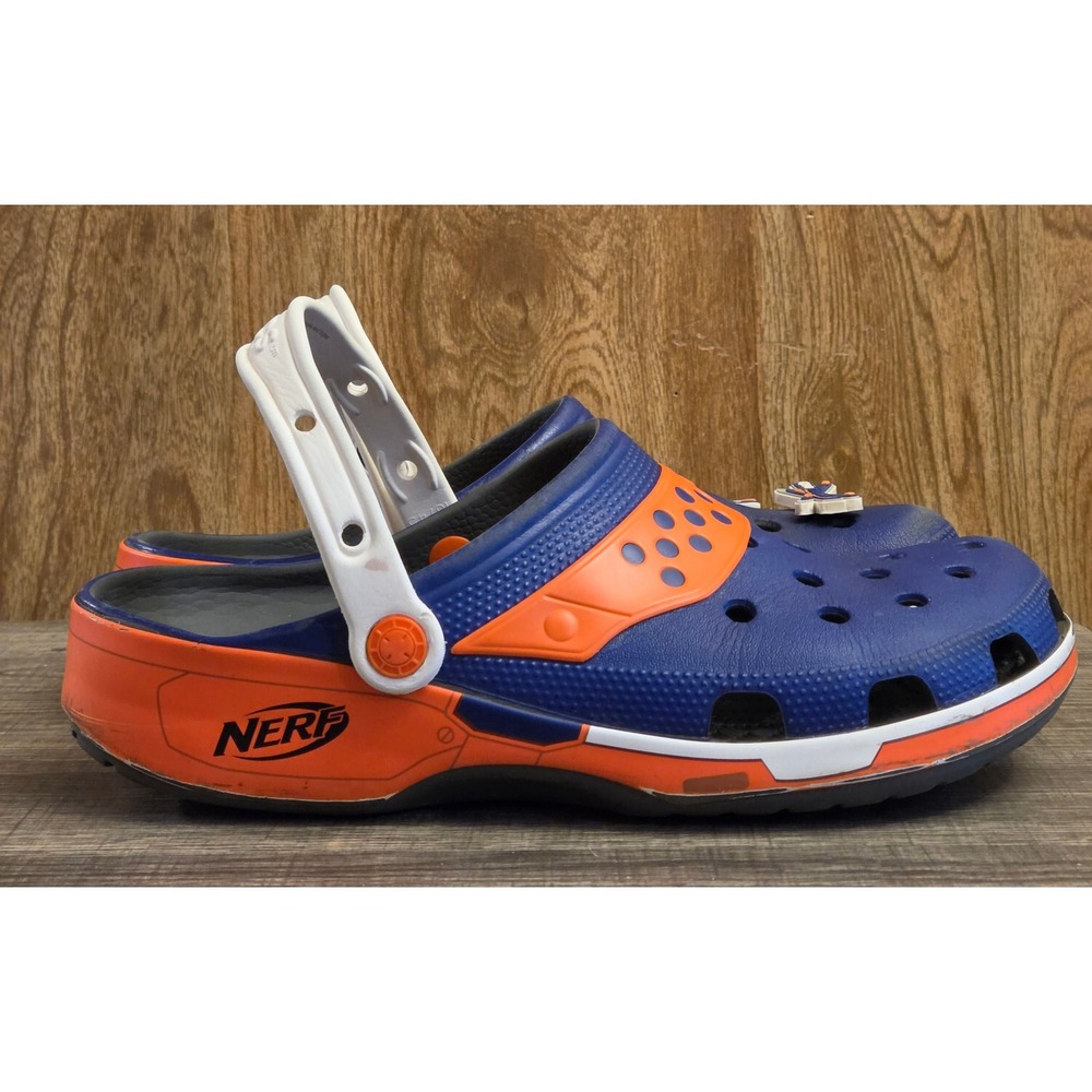 Crocs x Hasbro Nerf Classic Clogs Mens 10 Womens 12 Blue Orange